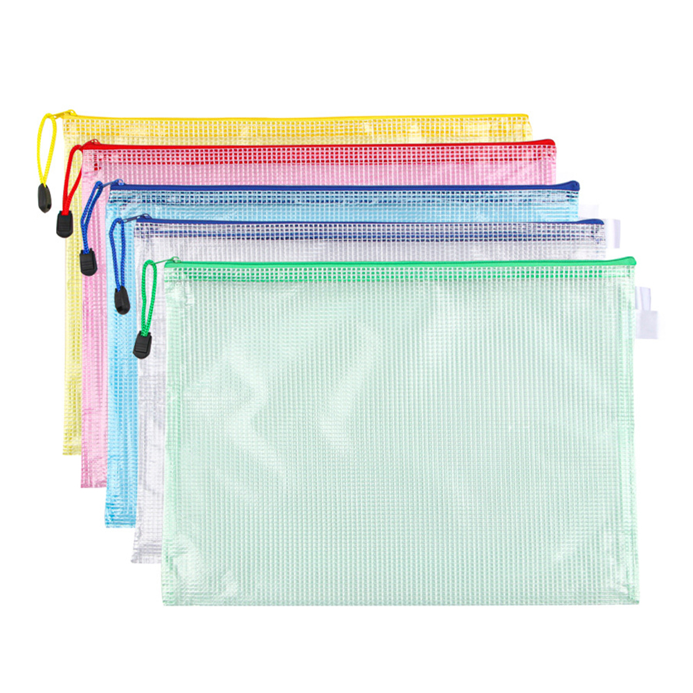 5 pcs Waterproof Mesh Zipper Bag Cross Stitch PVC Mesh Zip File Bag Puzzle Bags
