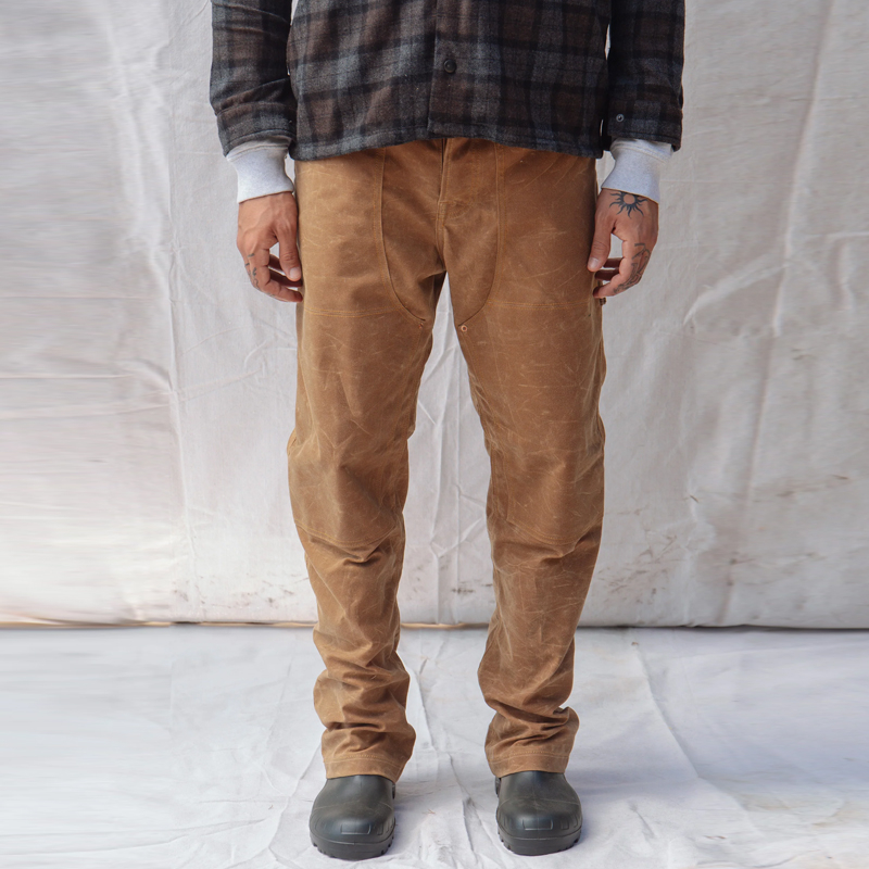 Men's Classic Waxed Cotton Canvas Straight-Leg Trousers
