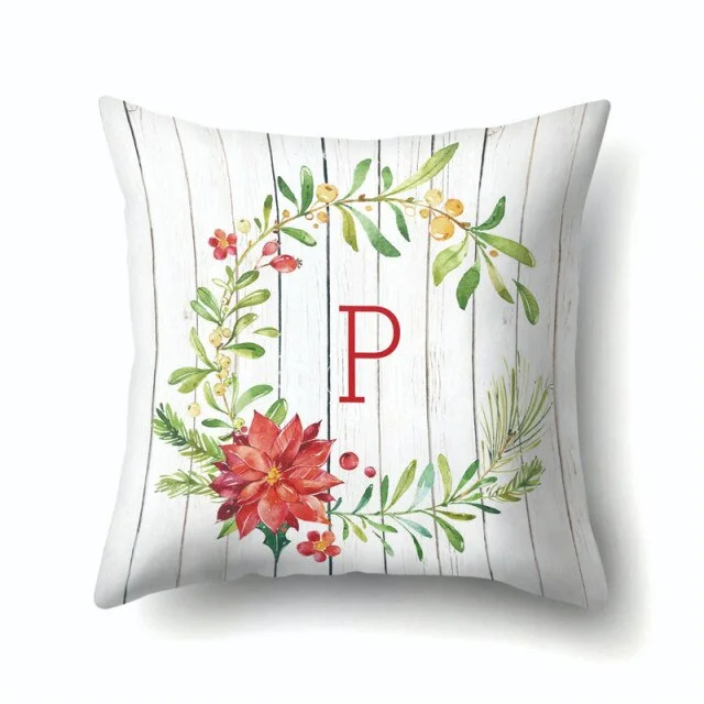 Linen Pillow Case - 26 Letters Alphabet Floral