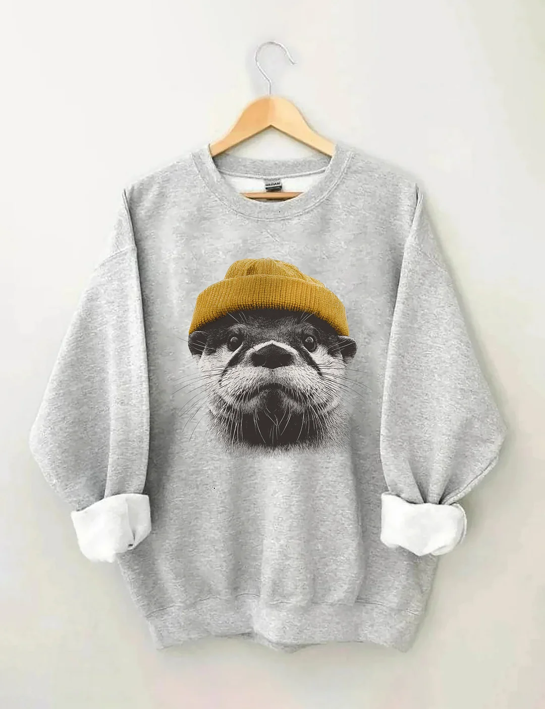 Otter Wearing Beanie Sweatshirt