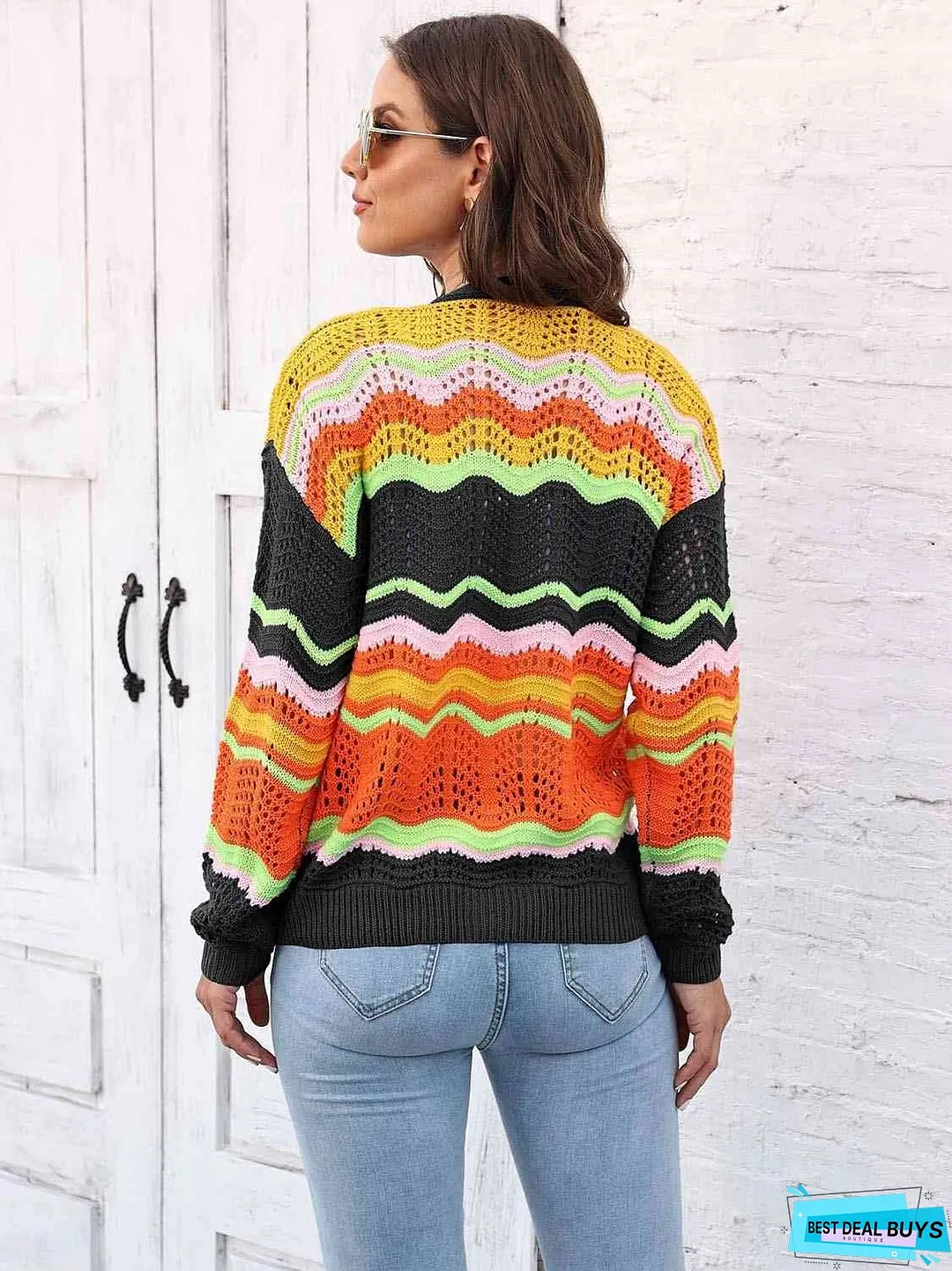 Open Front Openwork Cardigan