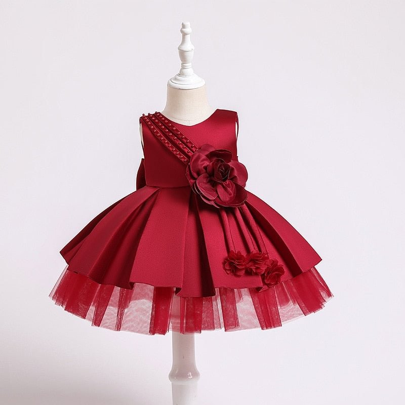 Summer Flower Princess Kids Baby Dress For Girls 1 Years Birthday Party Wedding Bow Dresses Christmas Baptism Prom Girl Clothes