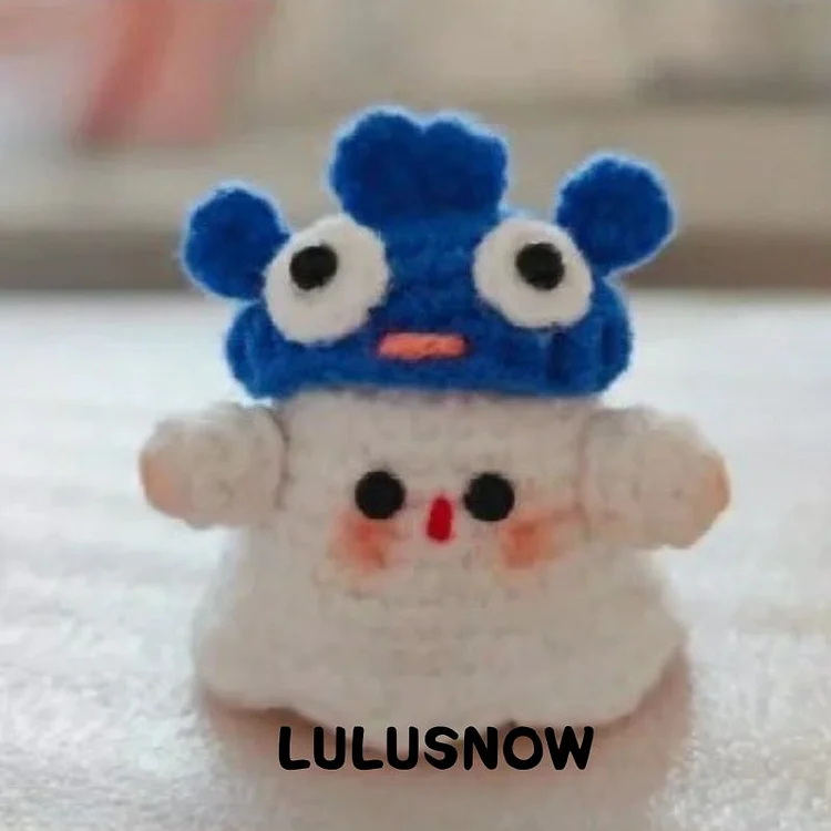 Lulusnow Handmade Blue Halloween Amigurumi Ghost Cute Hat  Crochet Key Pendant Bag Accessories Key Pendant