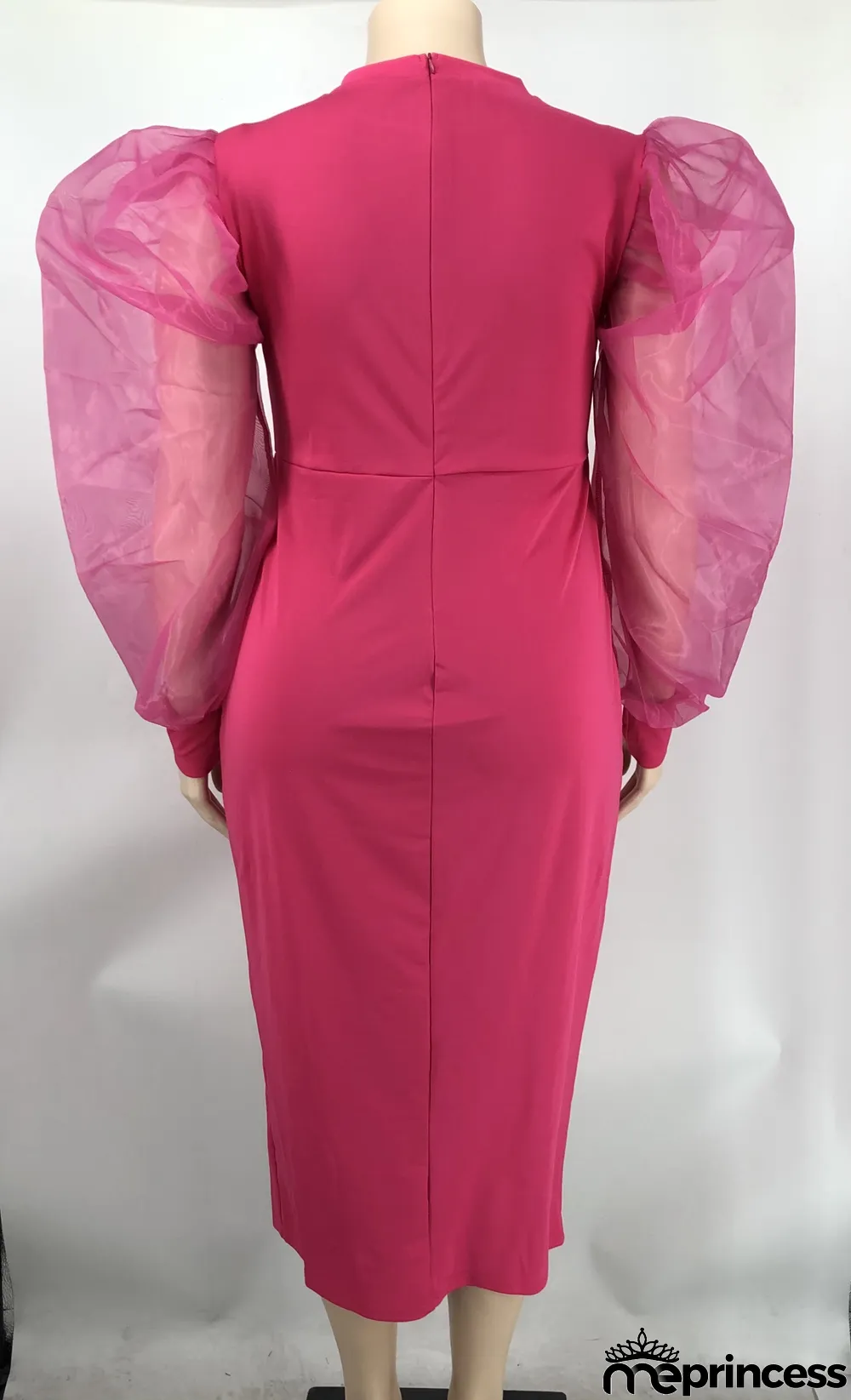 Solid Yarn Sleeves V-Neck Plus Size Long Dress