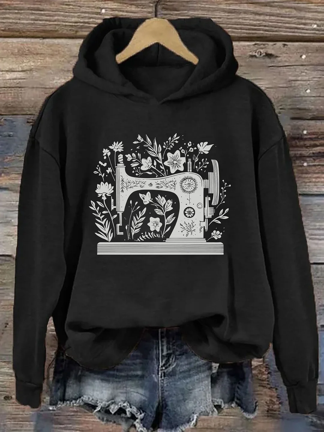 Floral Sewing Machine Lover Hoodie