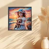 Fille et chien-rond drill diamond painting-30*30cm