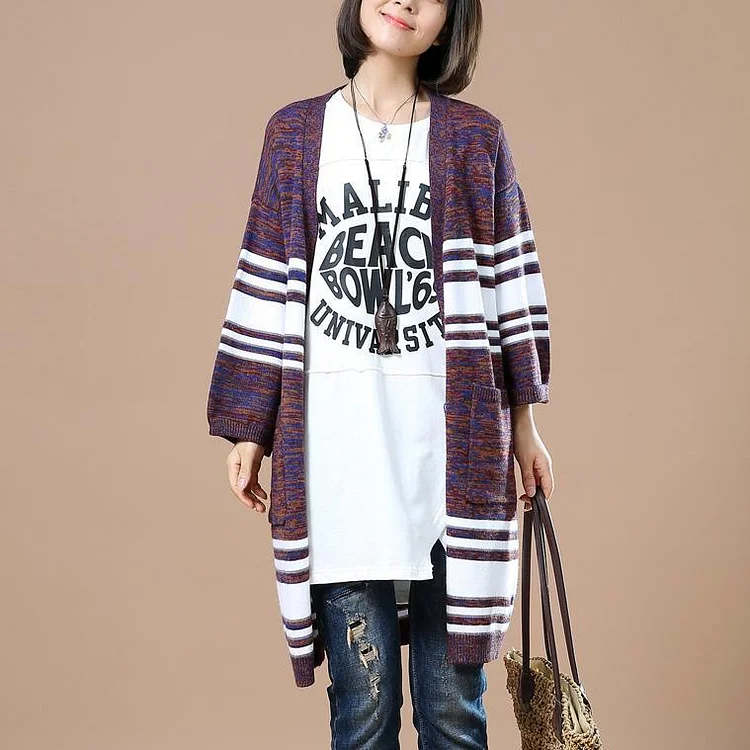 Purple plus size cardigans sweater dresses coats