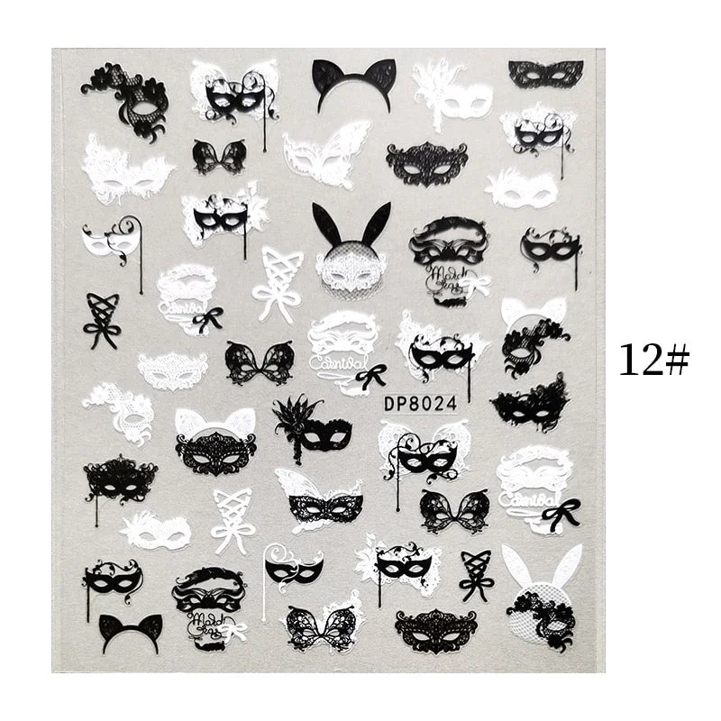 1 Sheet Bronzing Abstract Color Block 3D Nail Sticker Art Letters Design Transfer Sliders Paper DIY Manicuring Wraps