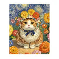 Sunflower Orange Cat - Pearls Painting