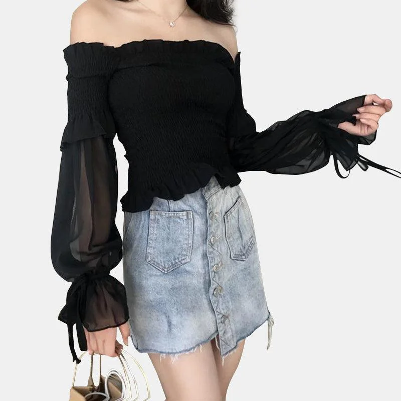 Lantern Sleeve Off Shoulder Top