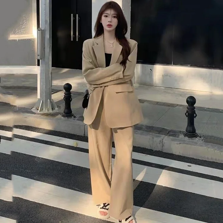 Abebey Spring Autumn Women's Blazer Suit Office Ladies Elegant Solid Pantsuit Female Casual Work Wear 2 Piece Set Clothes