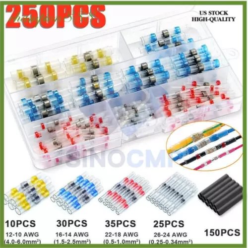 pornhint Pornhint 250x Waterproof Solder Seal Sleeve Heat Shrink Butt Wire Connectors Terminals US New