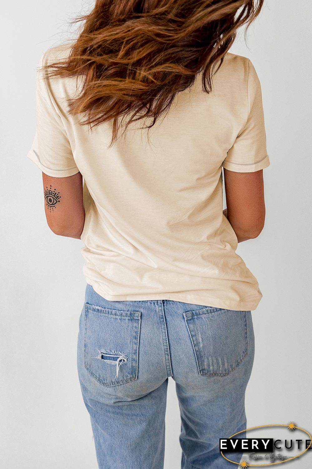 Khaki Nashville Music City Graphic Print Short Sleeve T Shirt