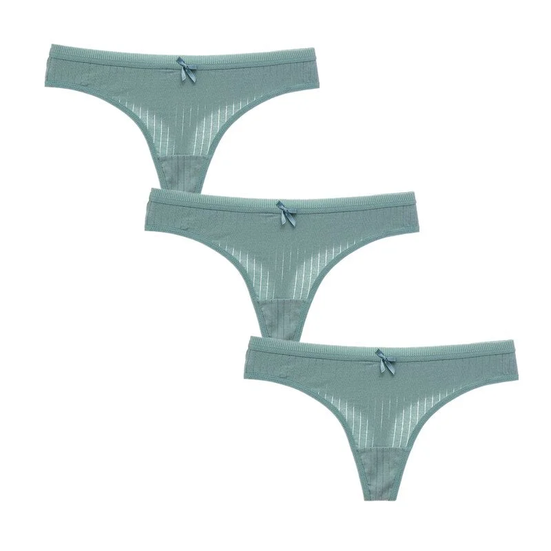 3Pcs/Lot Women's Cotton G-String Thong Panties String Underwear Women Briefs Sexy Lingerie Pants Intimates Ladies Solid Low-Rise