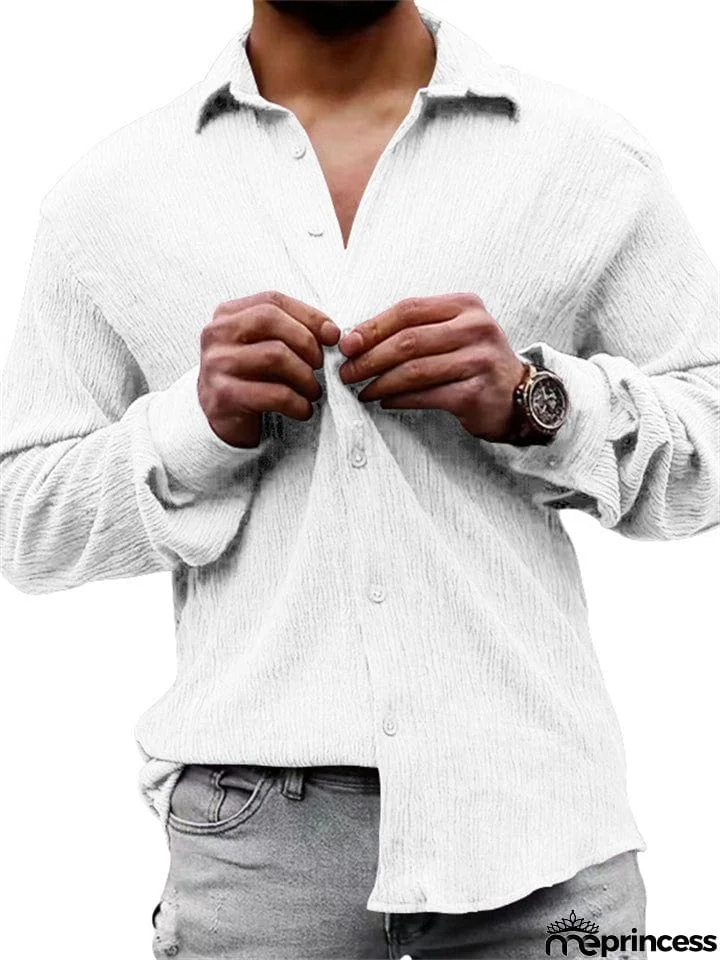 Comfortable Lapel Long Sleeve Loose Linen Shirt for Men