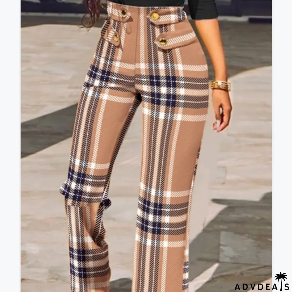 Women plaid print pant
