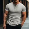  Men's Slim Fit Short Sleeve Henley T-Shirt - Perfect for Casual and Active Wear by Inlyline