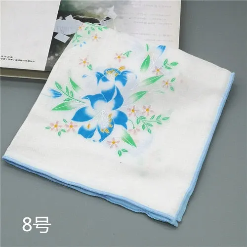 Handkerchiefs Women Kawaii Printing Simple Square Towel Pocket Elegant All-match Womens Leisure Female Cute Handkerchief Cotton