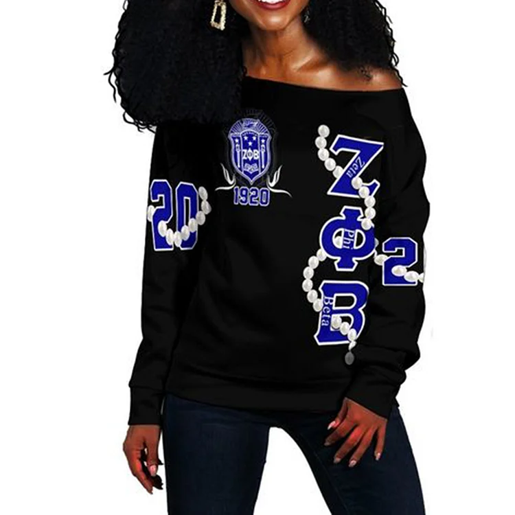 ZPB printed long sleeve off the shoulder sweater