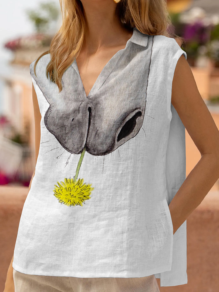 Horse Art Print Cotton and Linen Tops