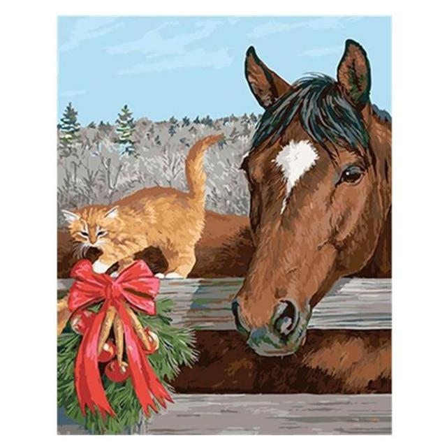 

Cat and Horse – Paint By Numbers - 40*50CM, 501 Original