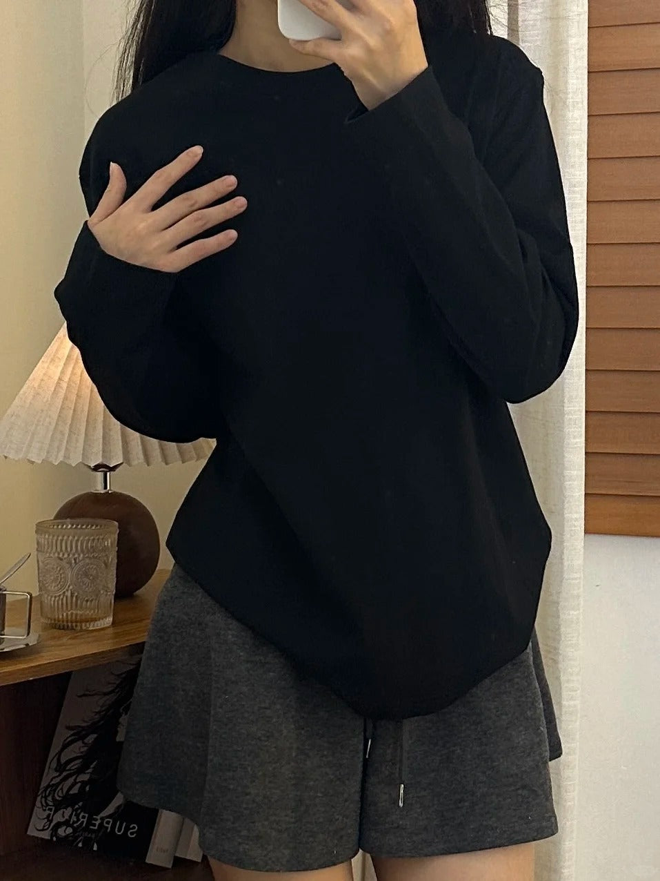 Aiertu black sweater dress outfit Basic Pure Cotton T-shirt Men's and Women's White Bottoming Shirt Autumn Simple Casual Shoulder Long Sleeve Top Inner Wear aiertu