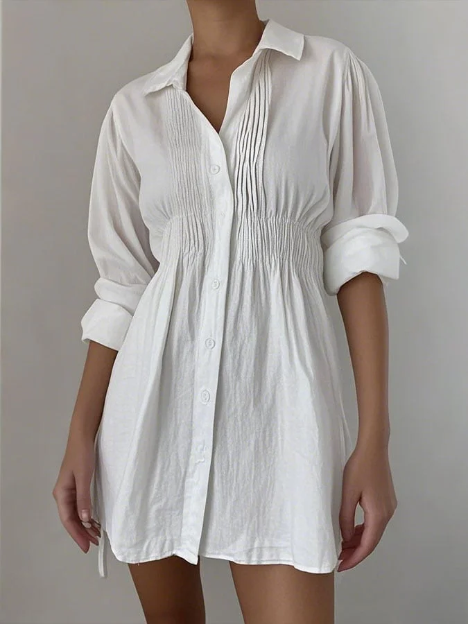 Women's cotton and linen shirt dress