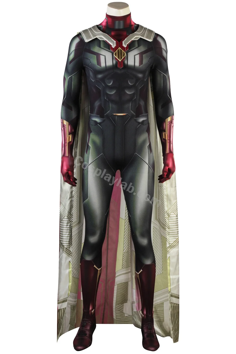 Avengers Vision Cosplay Costume Jumpsuit and Cloak Infinity War Edition By CosplayLab