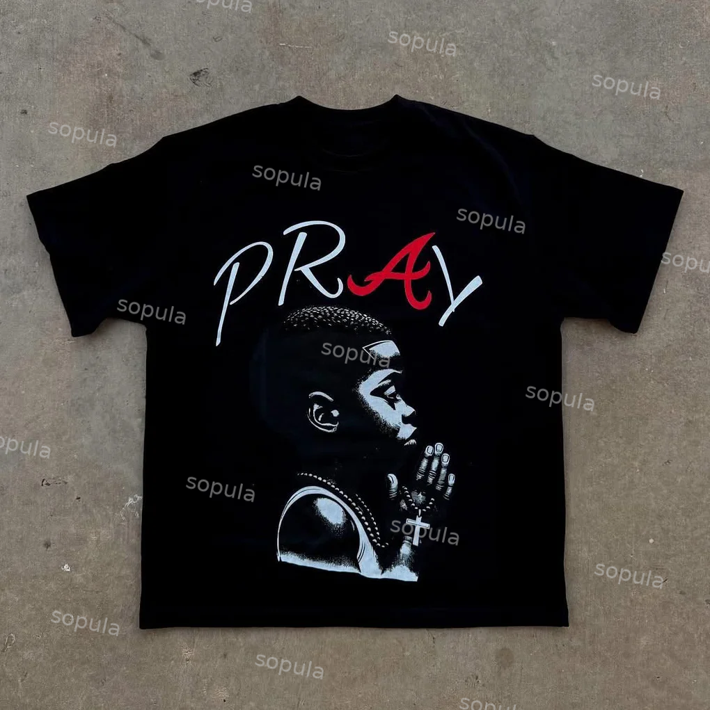 Vintage Pray For Better Days Graphic 100% Cotton Short Sleeve T-shirt - SOPULA