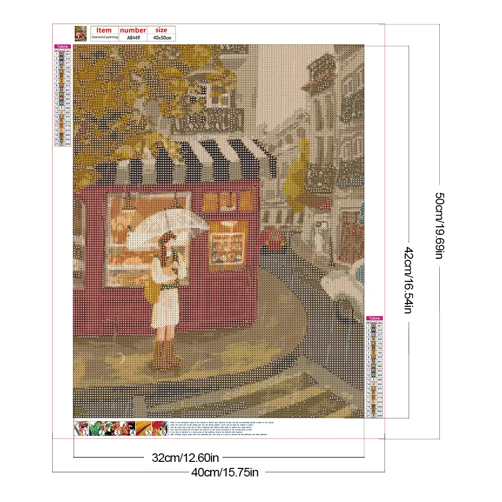 Full Round Diamond Painting 40*50cm - Healing Stick Figure Girl Rainy Day
