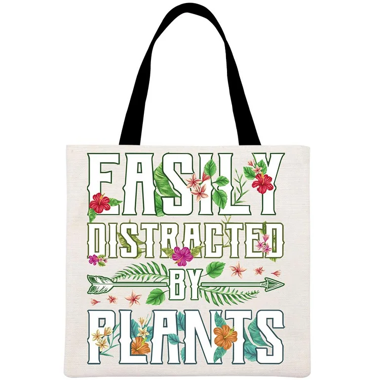 Easily distracted by plants Printed Linen Bag-Annaletters