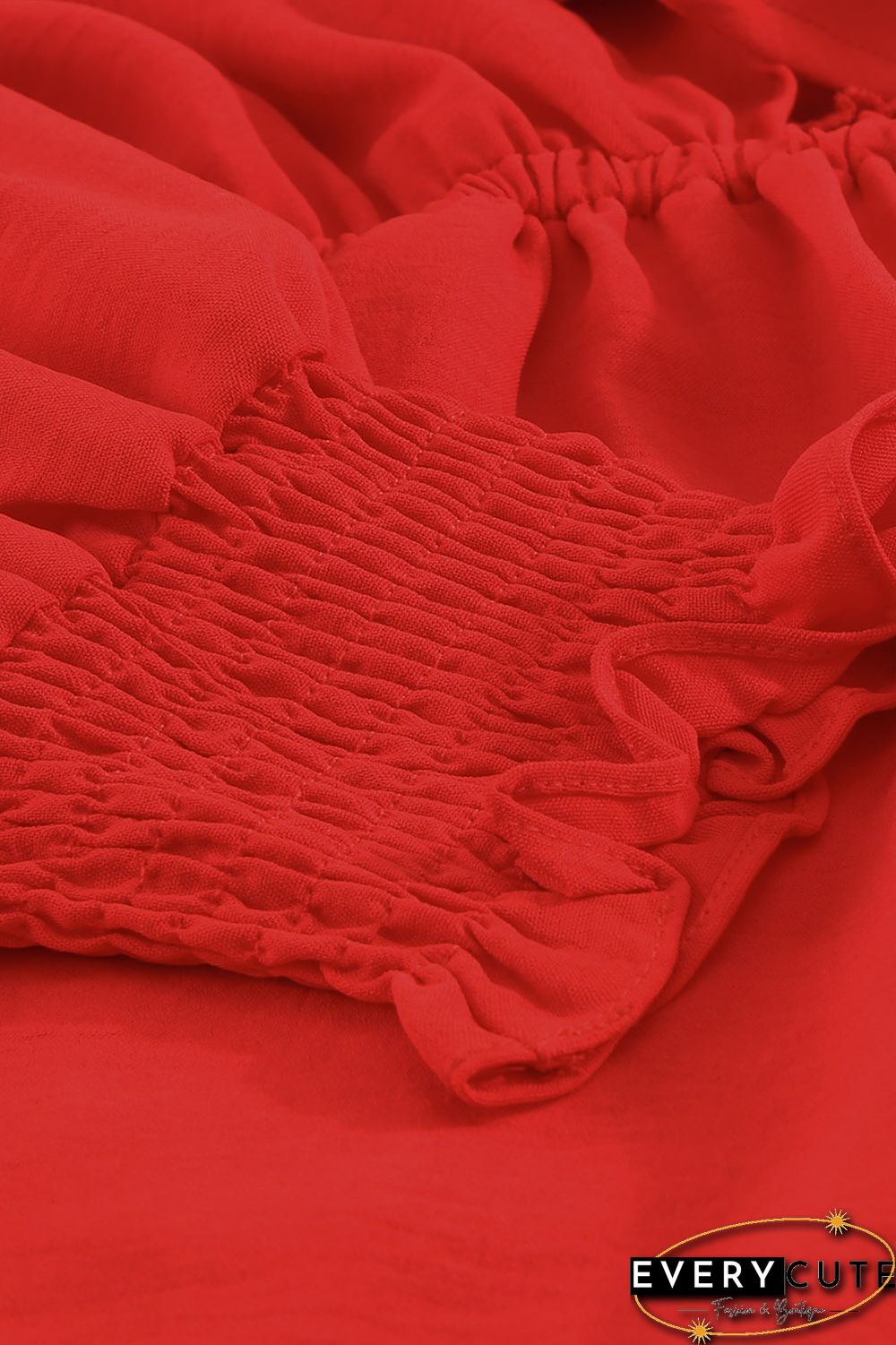 Red Tie Knot Puff Long Sleeve Romper