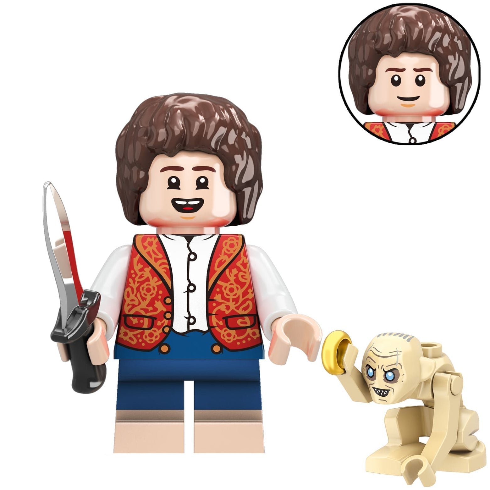Frodo Baggins Custom Lord of the Rings Minifigure Minifigure Bricks monstertoys