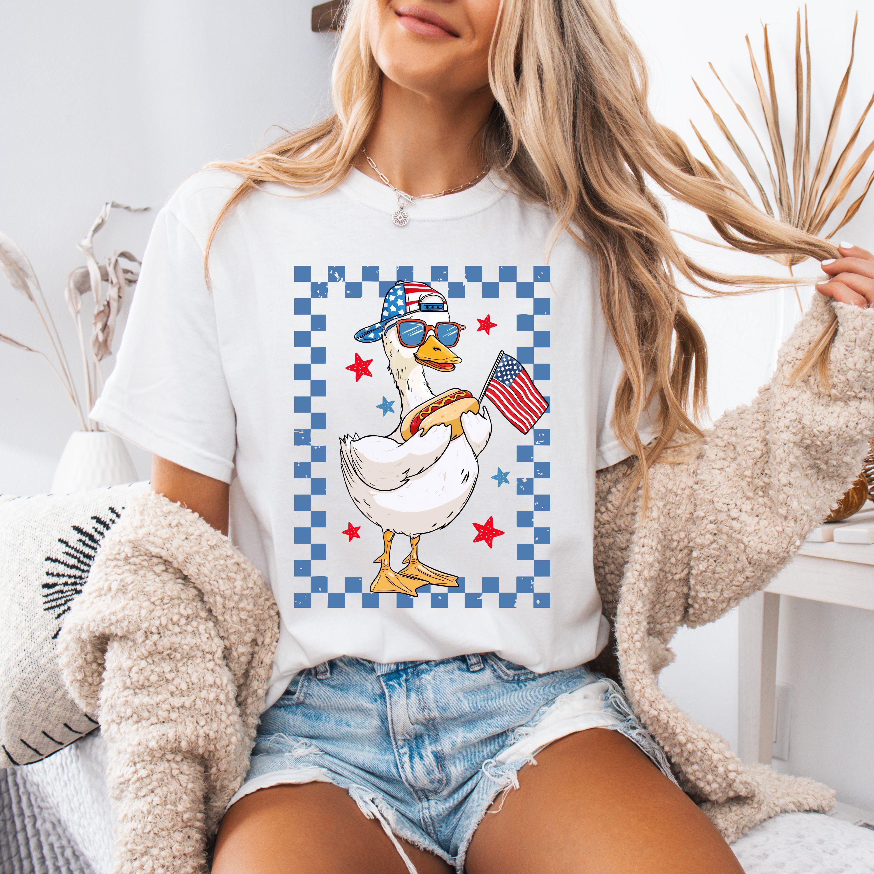 Loveyoufancy Patriotic Goose Shirt, Memorial Day Shirt, Funny Goose Shirt