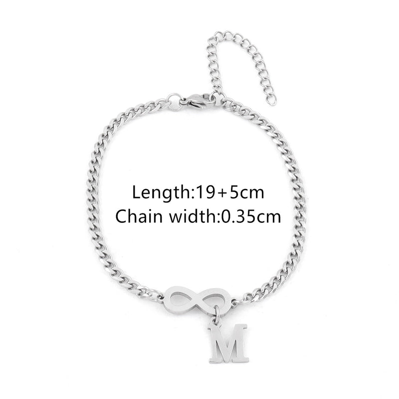 Casual Minimalist Classic Style Letter Infinity 201 Stainless Steel 304 Stainless Steel Cuban Link Chain Curb Chain Bracelets In Bulk