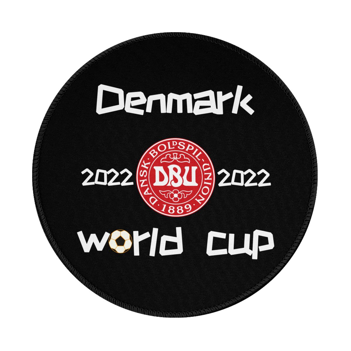Denmark 2022 World Cup Team Logo Waterproof Round Mouse Pad for Wireless Mouse