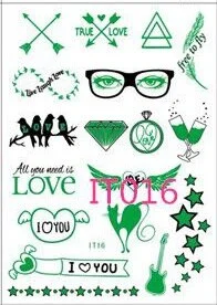 Sdrawing new 1 pc Glow in the Dark Luminous Flash Tattoo Sticker skeleton gold metal Waterproof Tattoo fluorescent noctilucent night