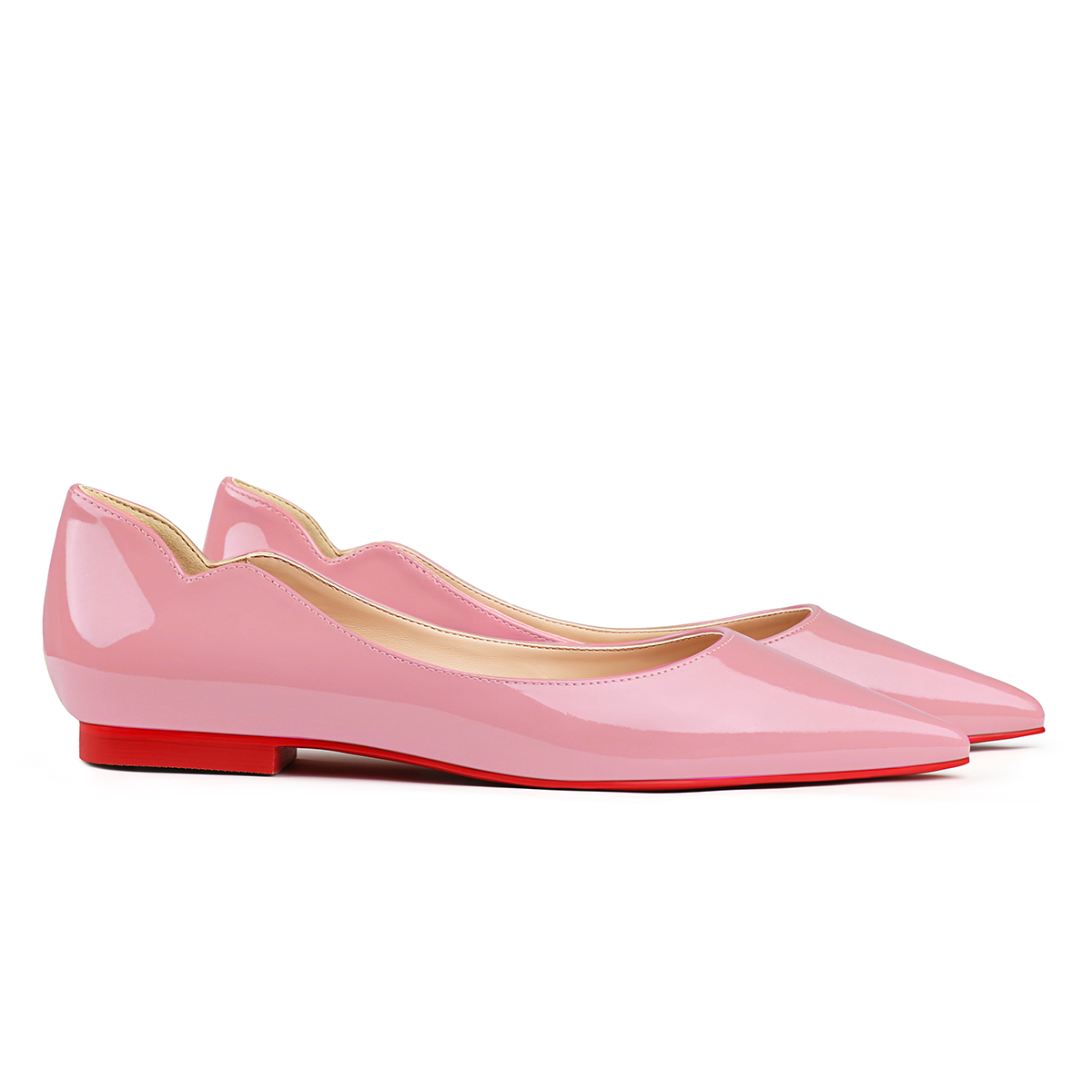 Women's Flats Pointed Toe Internal Increase Chunky Heels Red Bottom Kitten Heels Hot Chickita Daily Patent Pumps for Women-MERUMOTE