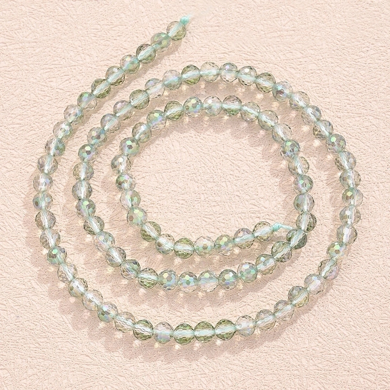 1 Strand/Package Diameter 4mm Hole Under 1mm Glass AB Color Plating Round Polished Beads