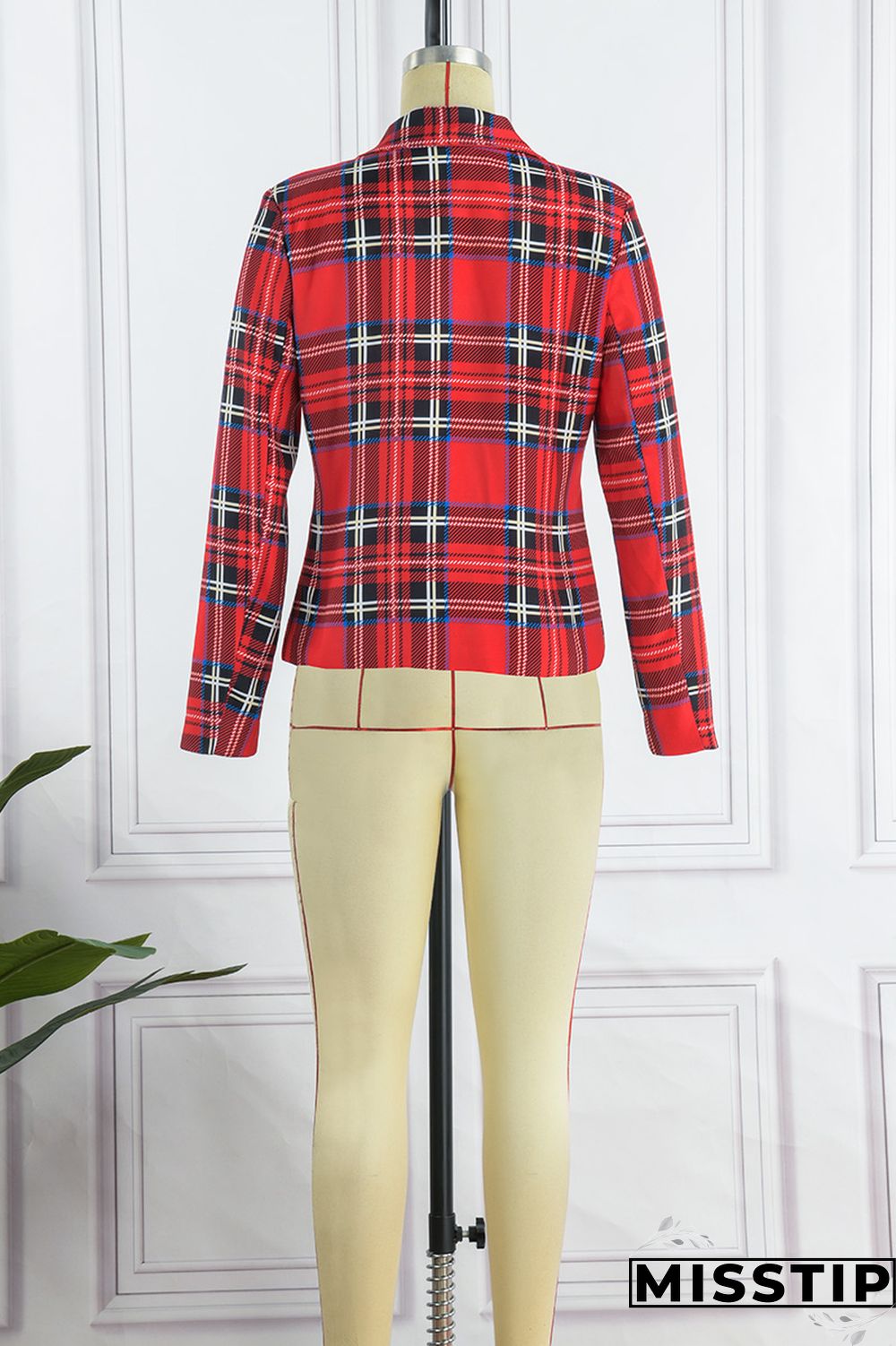 Blue Street Plaid Patchwork Turndown Collar Outerwear