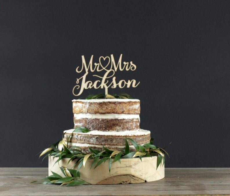 Personalized Cake Topper Decoration For Happy Birthday Party Cake Topper Decor DIY Wood Wedding Cake Mr& Mrs Decorations 515