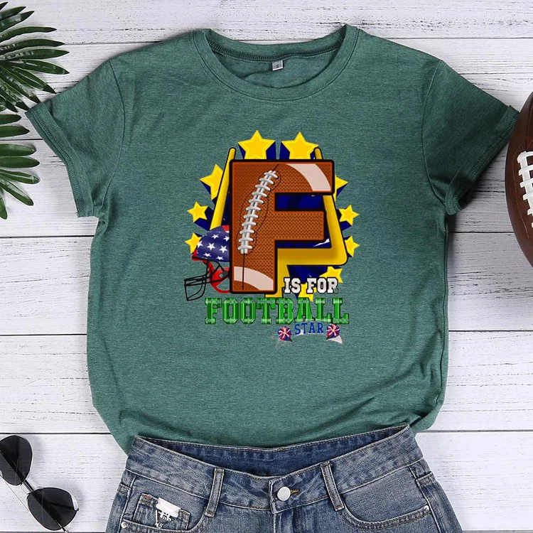 F is for FOOTBALL Star Round Neck T-shirt-Annaletters