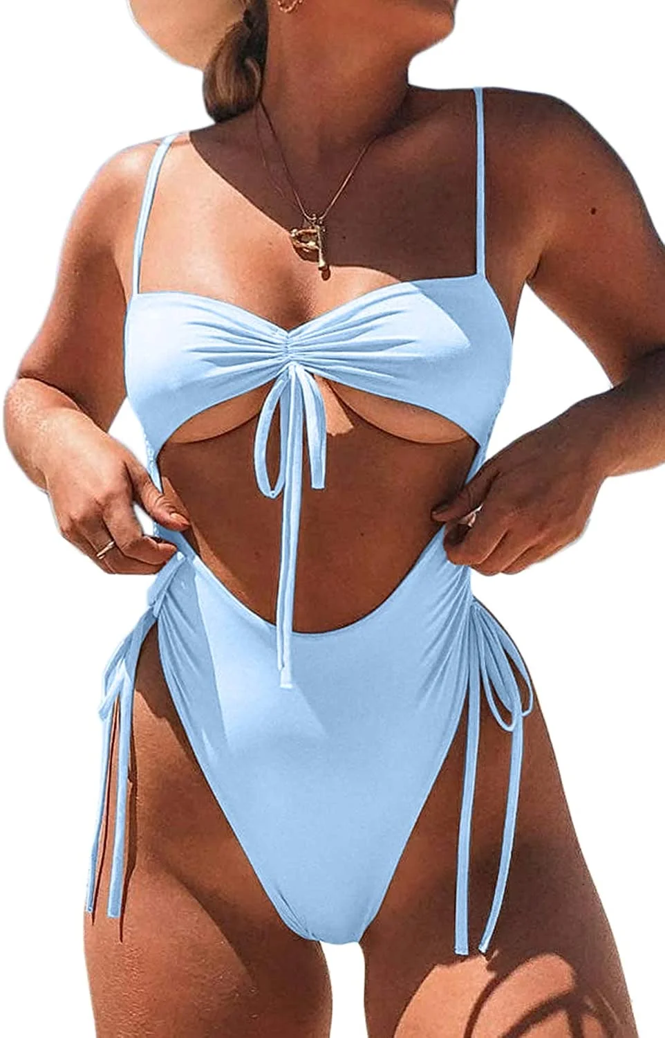 Womens Sexy High Waist One Piece Swimsuit Tummy Control Swimwear
