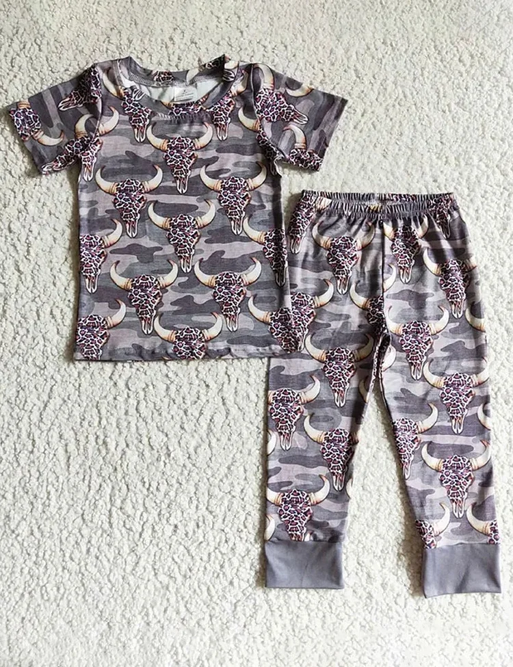 Kid's Leopard Bull Camouflage Pajama Set
