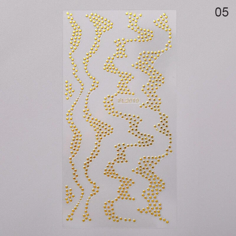 3D Nail Stickers Adhesive Transfer Sticker Decals Gilded Leaves Flowers Geometric Image Nail Art Decorations Accessories 1Pc