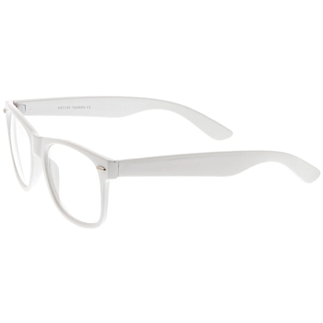 Retro Wide Temple Clear Lens Horn Rimmed Eyeglasses 54mm