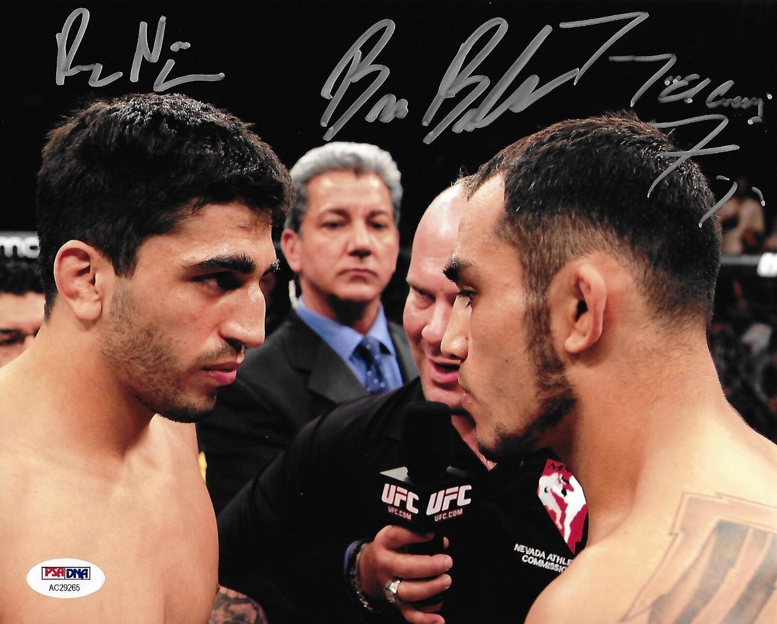 Bruce Buffer Tony Ferguson Ramsey Nijem Signed UFC 8x10 Photo Poster painting PSA/DNA COA TUF 13