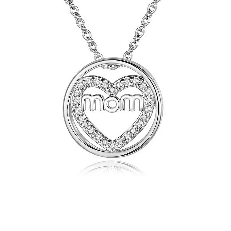 Circle Heart Pendant Necklace with Diamond Gifts for Mom