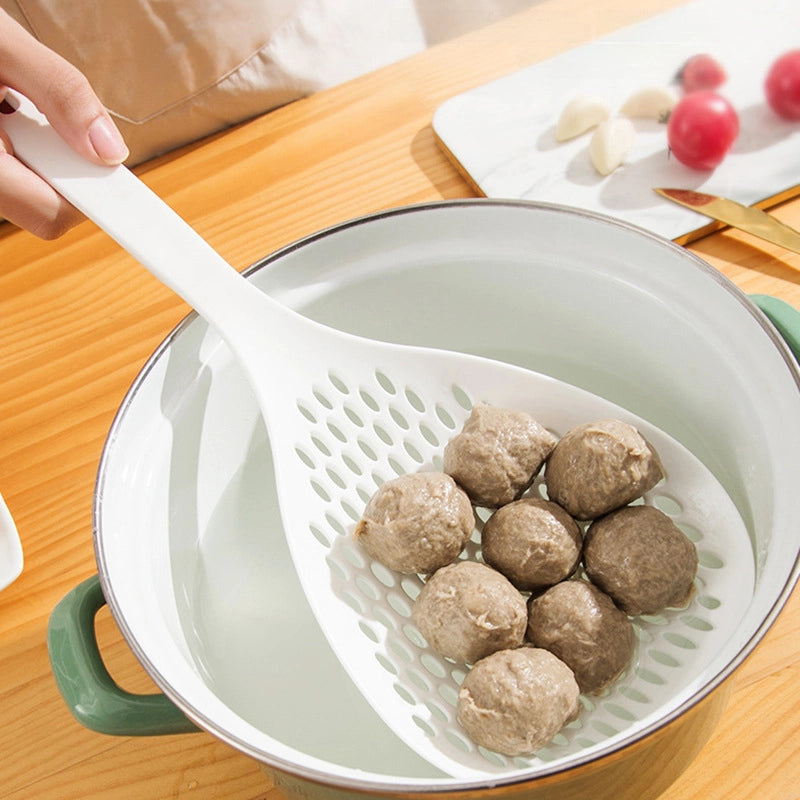 Noodle Spoon Large Colander Household Kitchen Noodle Dumpling Wonton Spoon Strainer Drain Strainer Long Handle Thickened Large Spoon