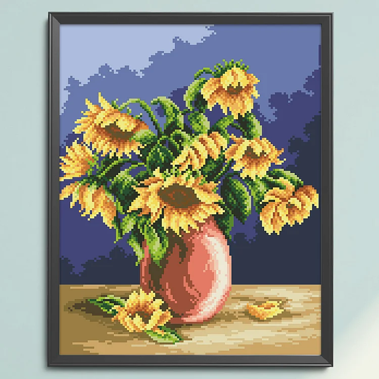 Van Gogh Sunflowers Cross Stitch Pattern, Fine Art Reproduction